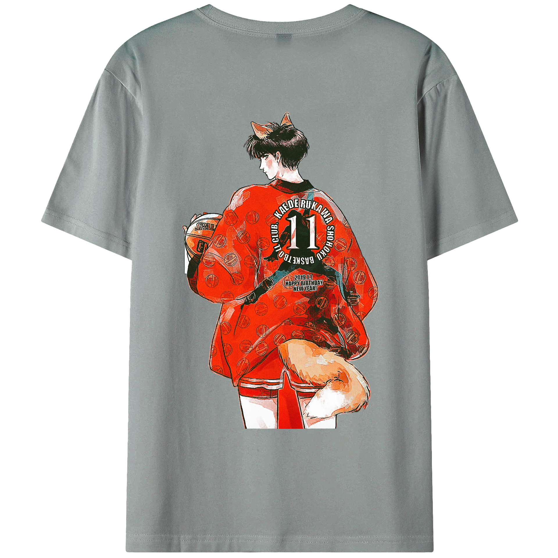 （画像用） SLAM DUNK／スラムダンク 綿100％ メンズ半袖Tシャツ（バックプリント） 通気性